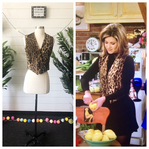 Vintage Jackets & Blazers - VINTAGE 90s ASO Rachel in Friends Leopard Vest 4